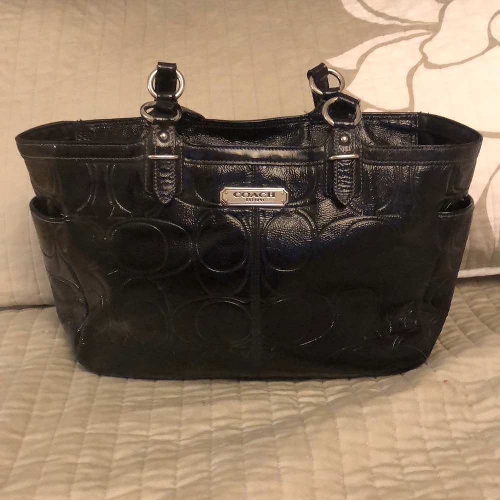 Coach black patient leather handbag